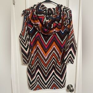 P Luca Milano Women's Small Missoni Inspired Print Cowl Neck Fleece Dress